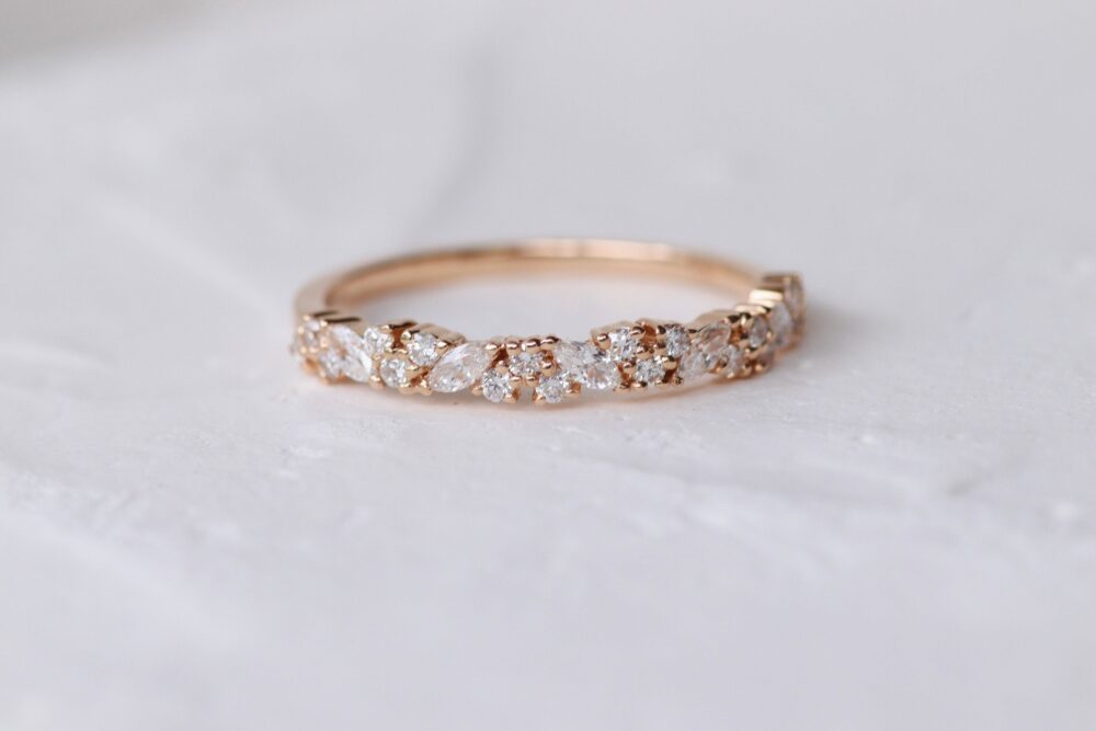 Unique Marquise Diamond Wedding Band, Diamonds Wedding Band, Classic Ring, Rose Gold Band, Gift For Her