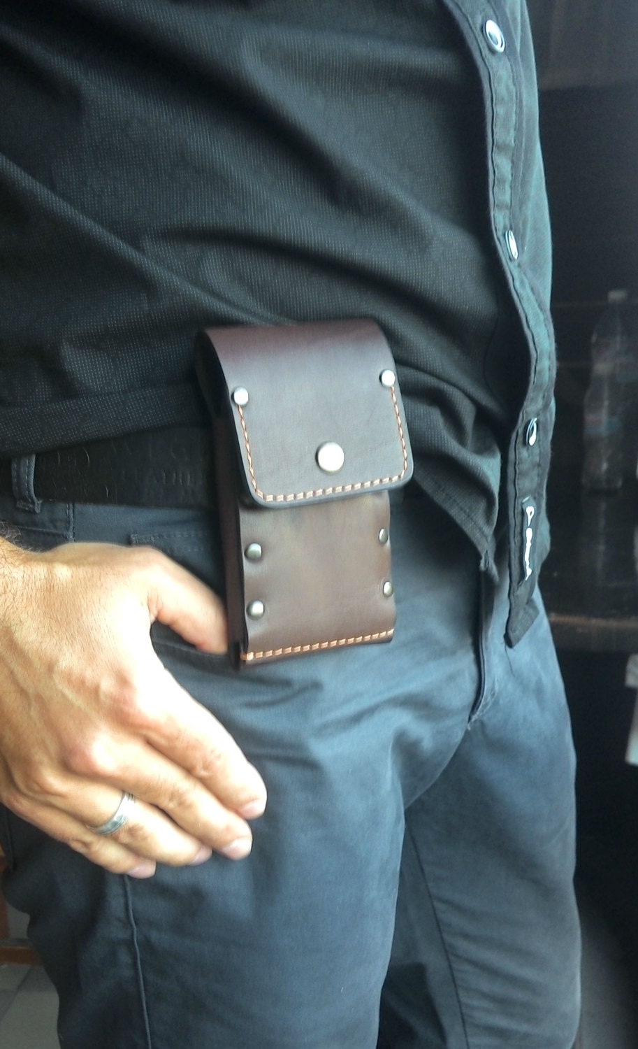 New Style Handmade Sleeve Wallet Iphone 6 S & Iphone 7 From Dark Brown Genuine Leather Cell Phone Case With Pocket Card Id/Belt Loop