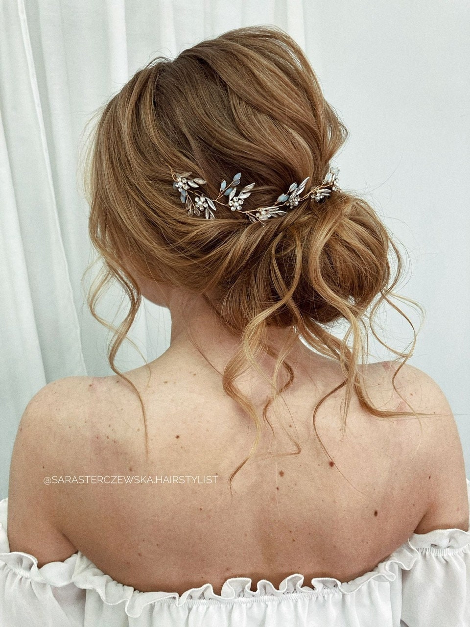 Bridal Hair Vine Crystal Wedding Headband Floral Rose Gold Headpiece Silver Opal