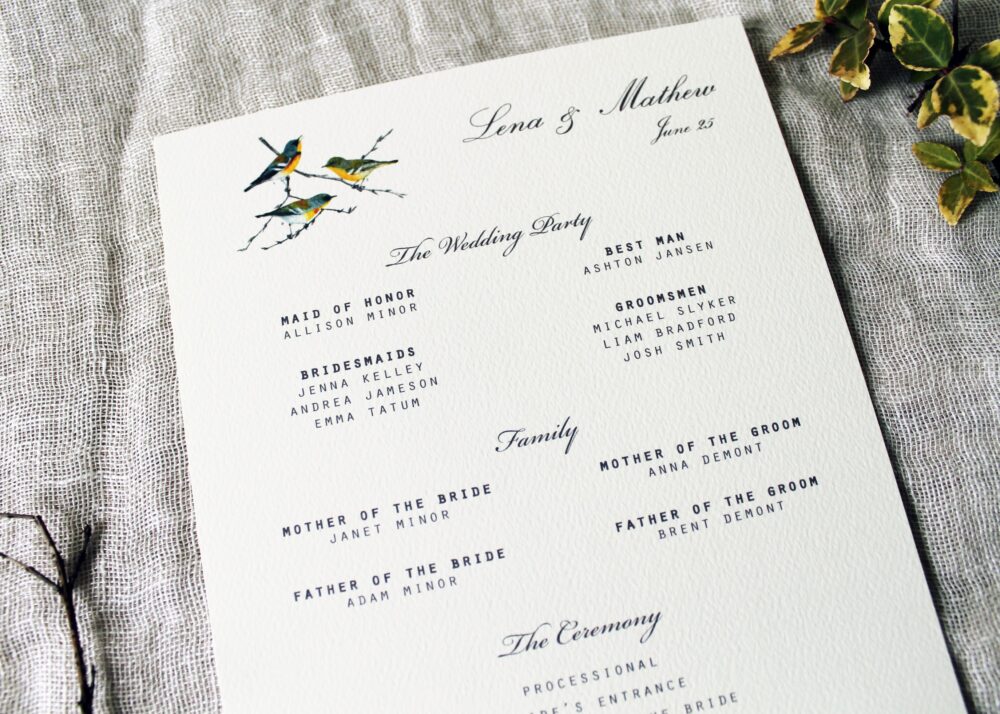 Bird Wedding Program | Invitation Set Blue Birds Rustic Programs Printable Lovebird Vintage Digital