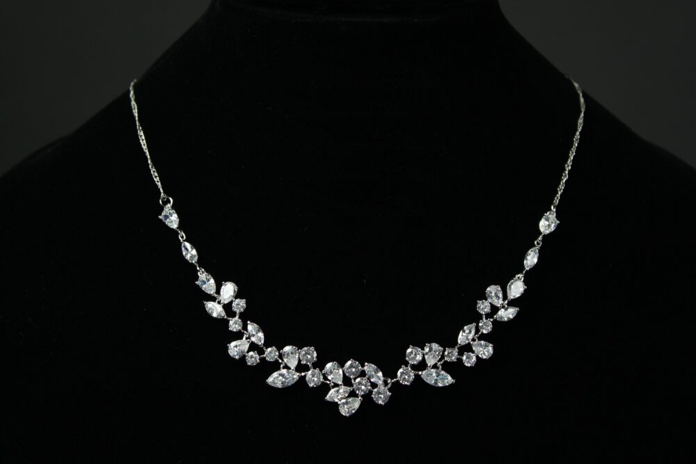 Custom Bridesmaid Jewelry Set, Rose Gold Tear Drop Cubic Zirconia Earrings Bracelet Necklace Set Gift, Silverbridesmaid