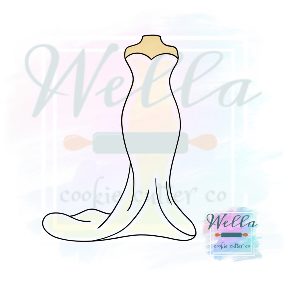 Wedding Dress #1 Cookie Cutter, Bridal Shower Cutter