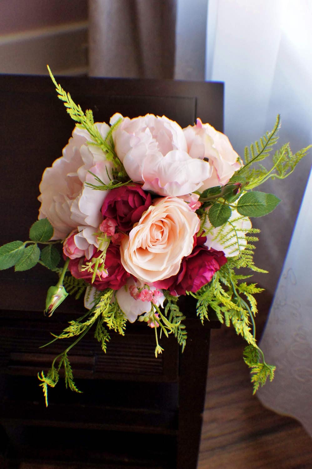 Peony Bridal Bouquet, Silk Wedding Flowers, Blush Vintage Wedding, Rustic Shabby Chic Bride Bridesmade