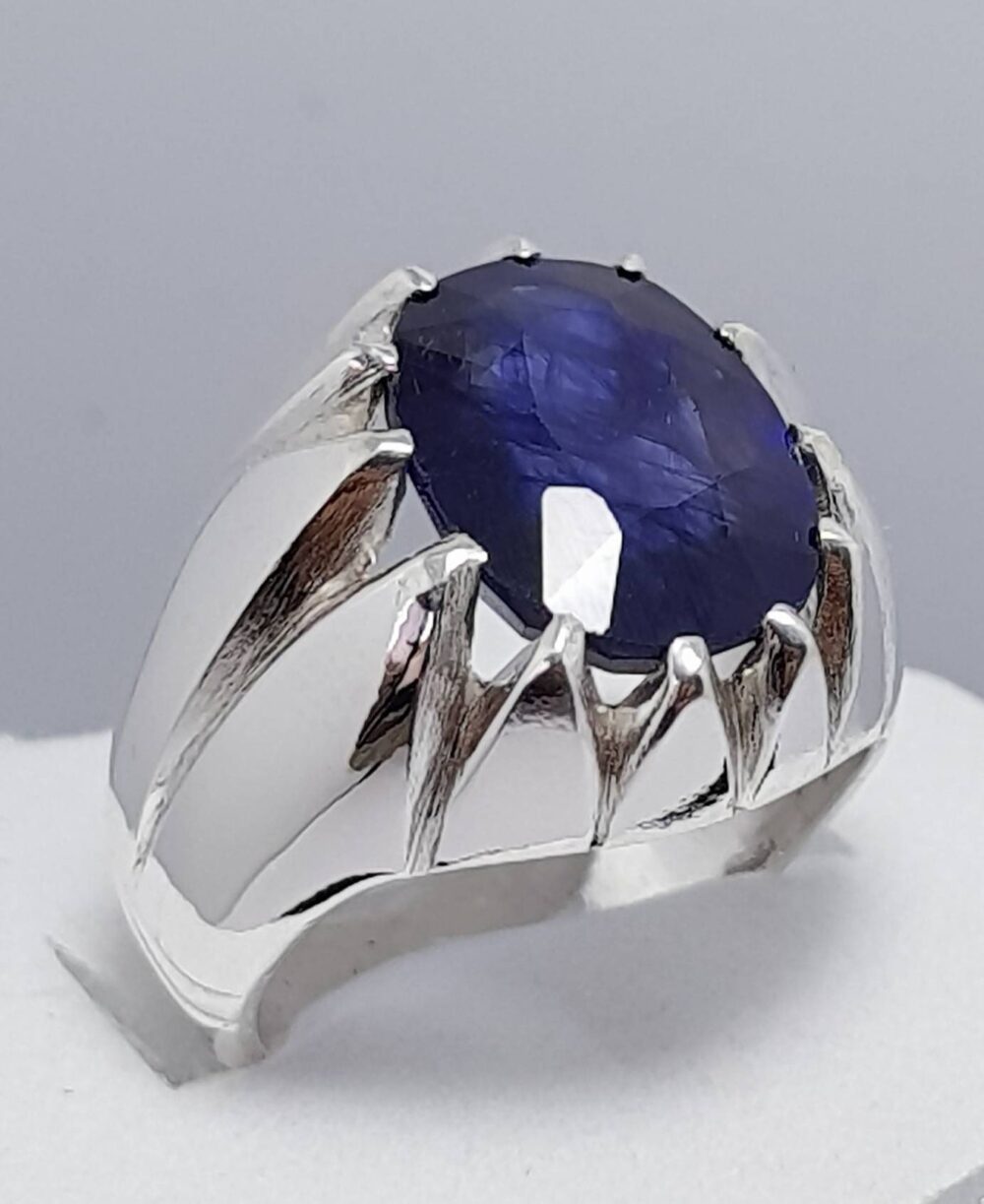 Mens Sapphire Ring Real Sapphire Dark Blue Neelam 10 Ct Dark Rich Color 925 Sterling Silver Ring Handmade