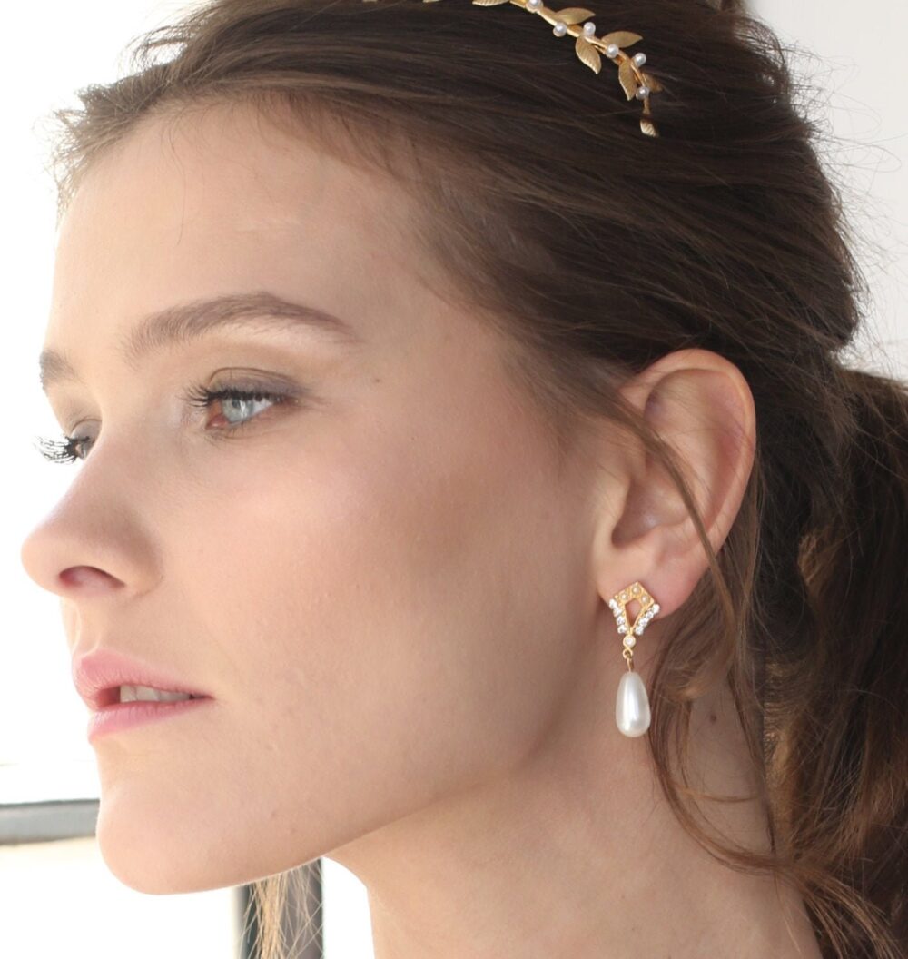 Bridal Earings, Wedding Earrings, Bridal Earrings, Wedding Earring Jewelry, Pearls, Gold Drop Pearl Earring