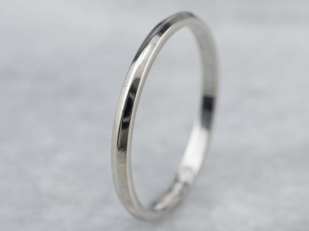 14K White Gold Wedding Band, Thin Stacking Ring | 1.6mm