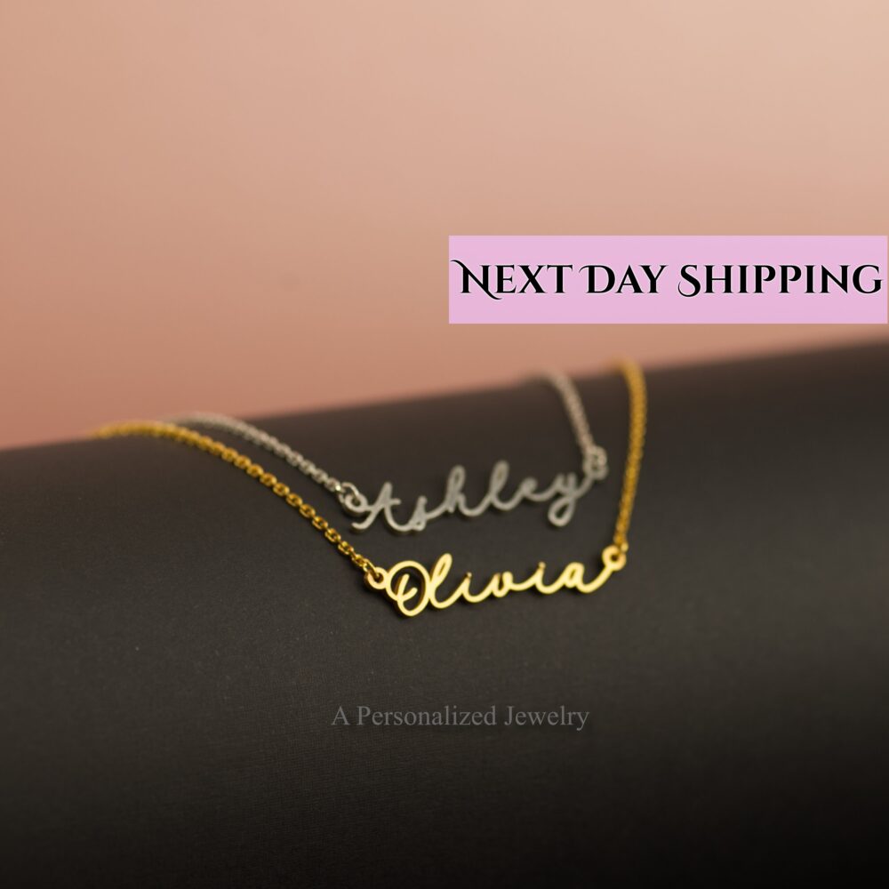 sterling Silver Signature Necklace, Dainty Name Jewelry, Gift For Her, Bridesmaids Gift, Tiny, Necklace