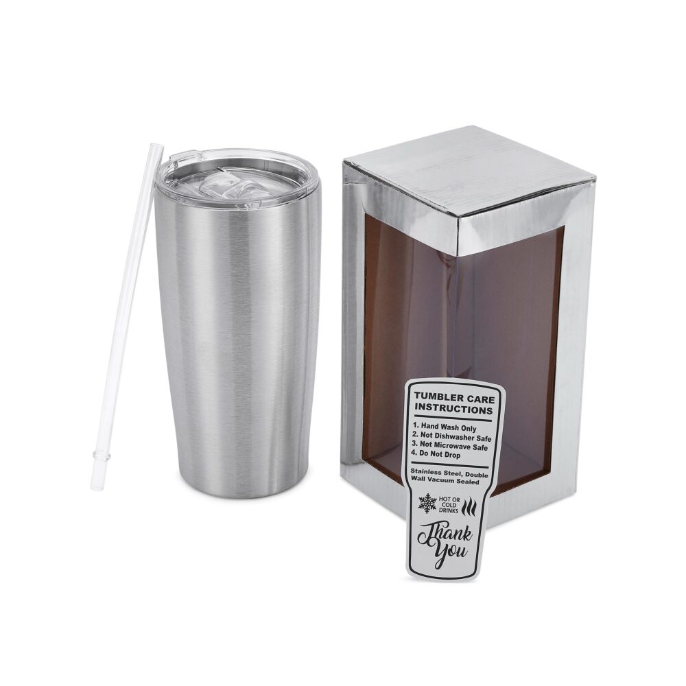 Stainless Steel 20 Oz Pre-Sanded Tumbler With Straw & Lid, For Crafting Diy Personalization - Epoxy, Uv Dtf, Vinyl, Laser Engraving