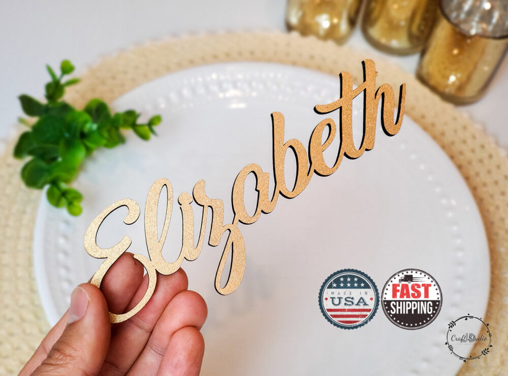 3D Wedding Name Place Card Wood Acrylic Setting Personalized Plates Table Laser Cut Names [118]