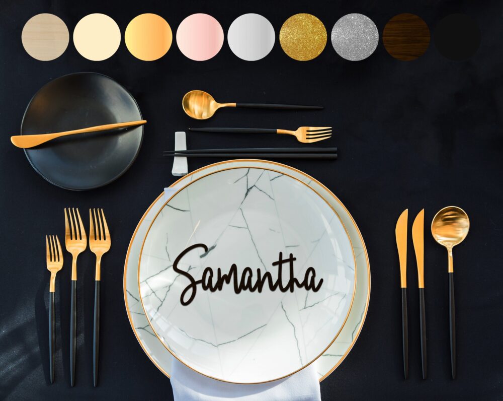 3D Wedding Name Place Card Wood Acrylic Setting Personalized Plates Table Laser Cut Names [123]