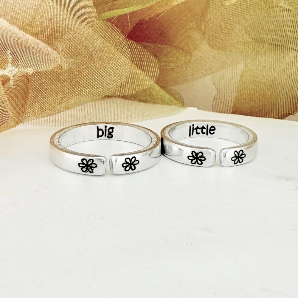 Hand Stamped Aluminum Sister Rings - Big Little Matching Set