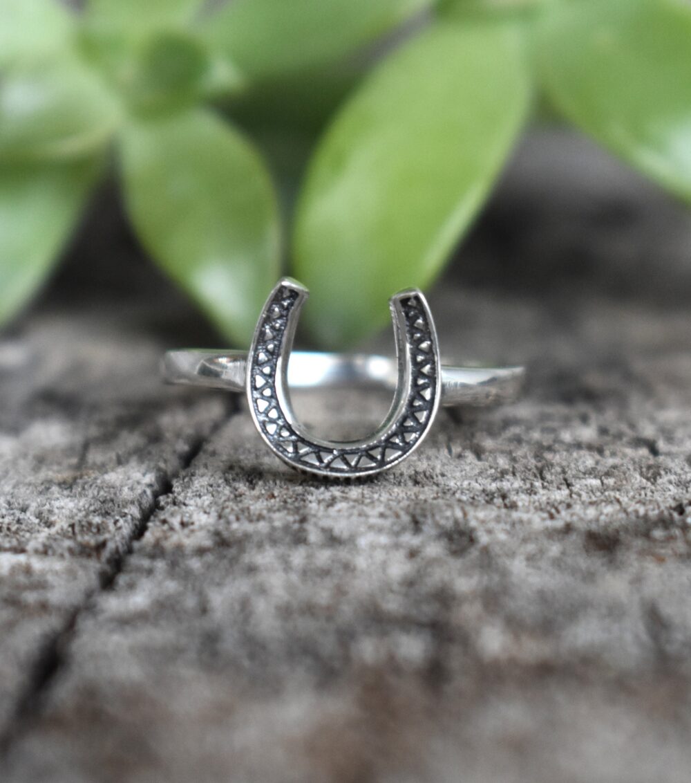 Horseshoe Ring, Lucky Horseshoe, Luck Silver Ring, Stacking Goodluck Equestrian Horse Shoe, Western Boho Ring