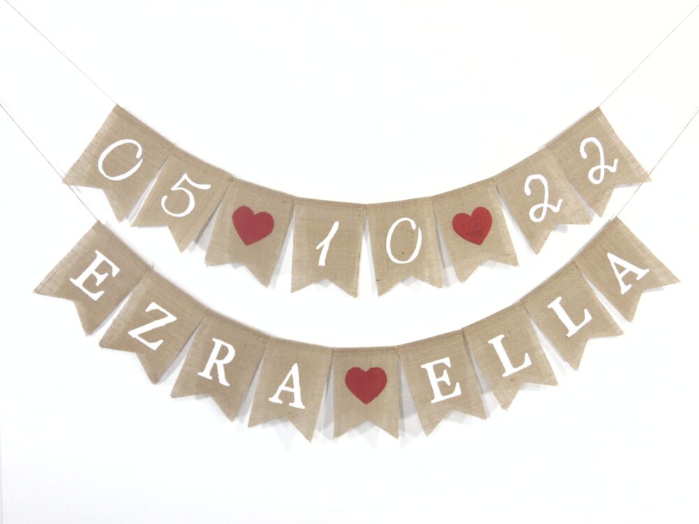 Save The Date Banner, Custom Engagement Date Banner, Bunting, Burlap Wedding Banner