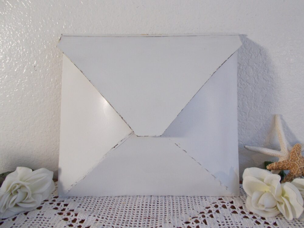 Wedding Card Holder White Rustic Shabby Chic Distressed Up Cycled Vintage Envelope Mail Box Decoration Beach Cottage Country Home Decor Wall