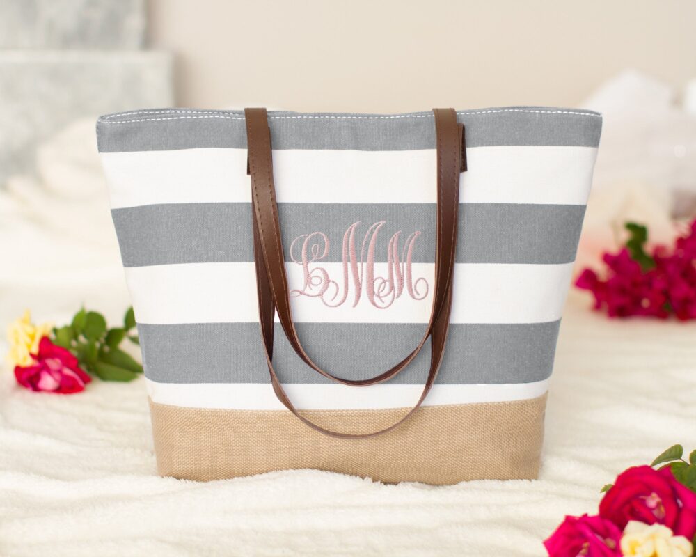Personalized Tote Bag, Bridesmaids Gift Monogrammed Tote, Bridal Party Gift, I Do Crew Wedding Beach Bag