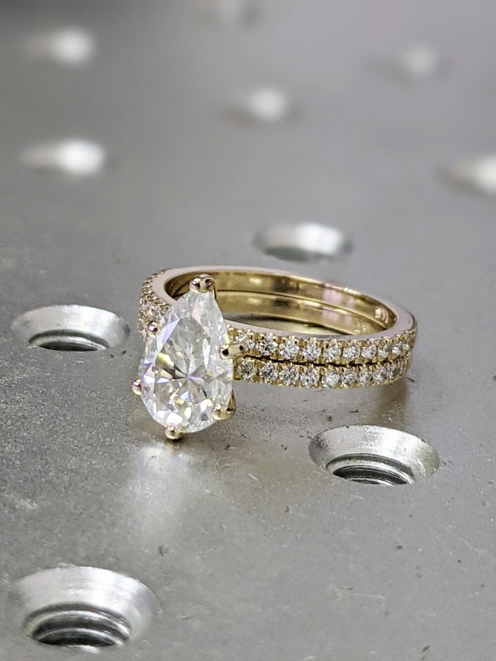 14K Solid Gold Engagement Ring Set 2.5Ct Pear Moissanite Wedding Ring/Moissanite Ring/stack Ring/Promise Ring/Bridal