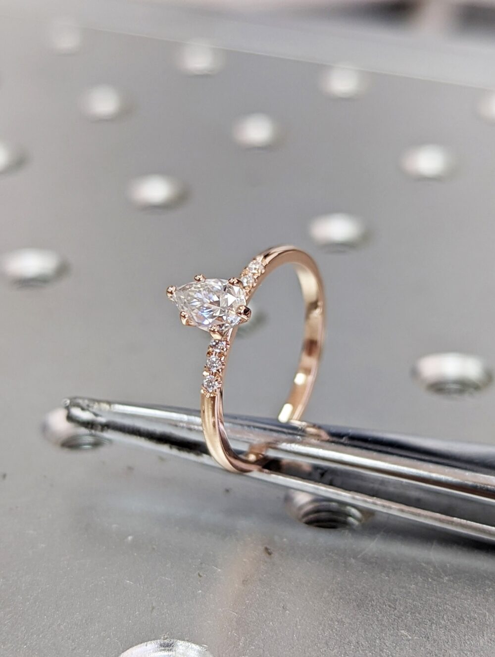 14K Solid Gold Engagement Ring /0.5Ct Pear Moissanite Wedding Ring/Moissanite Ring/stack Ring/Promise Ring/Rose Gold