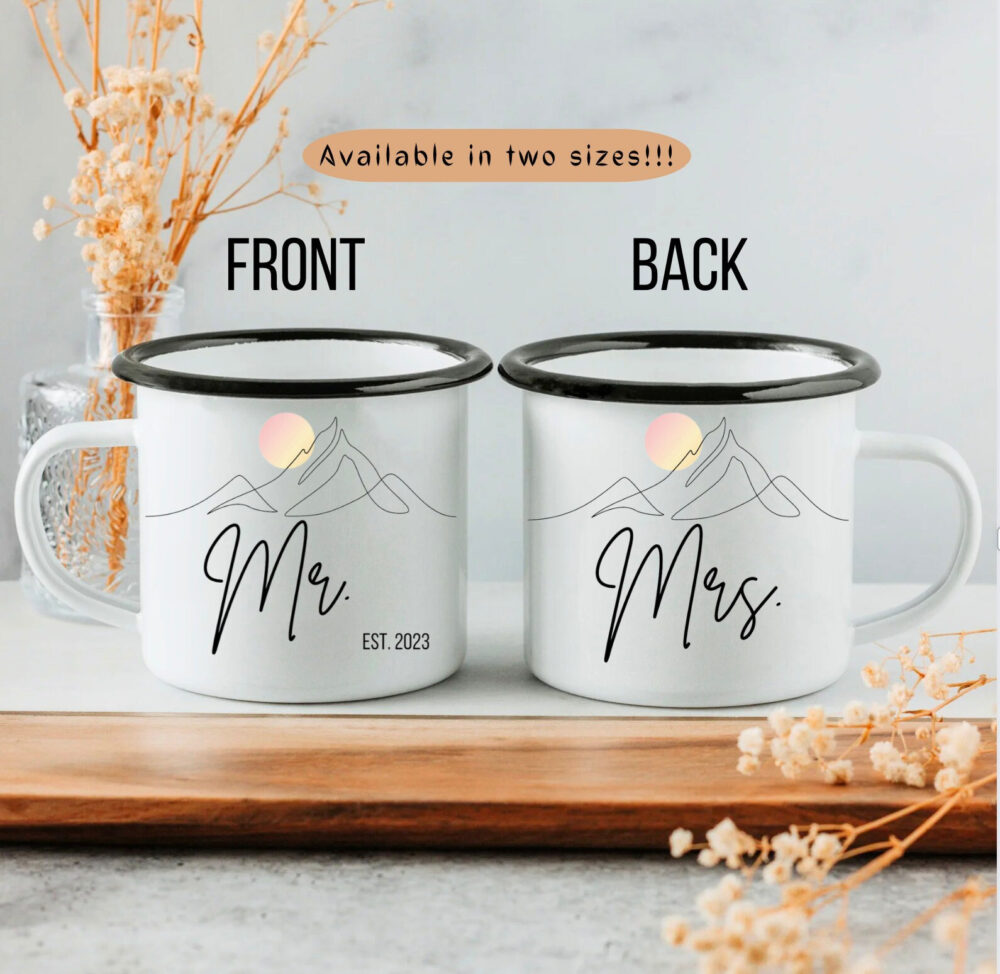 Mr Or Mrs Camp Mug, Personalized Wedding Engagement Gift