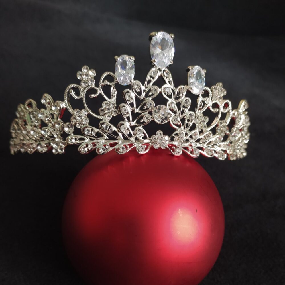 Crystal Rhinestone Wedding Tiara, Silver Bridal Crown, Quinceanera Headpiece