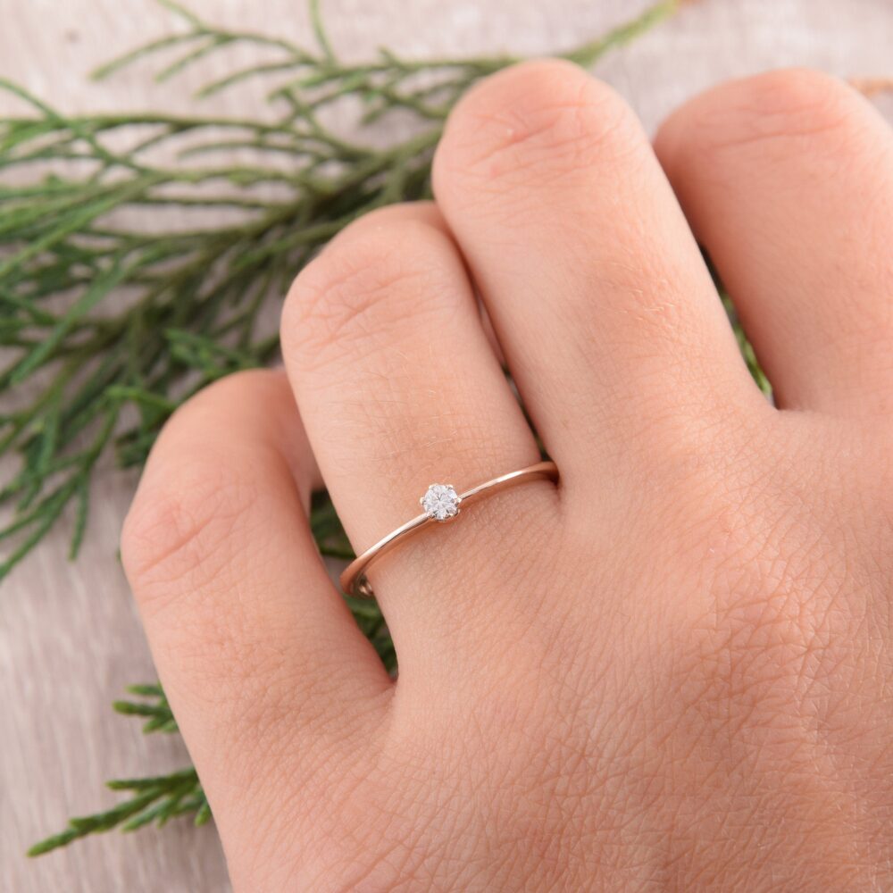 Womens Small Promise Ring, Simple Dainty Gold Ring For Her, Minimalist Delicate Elegant