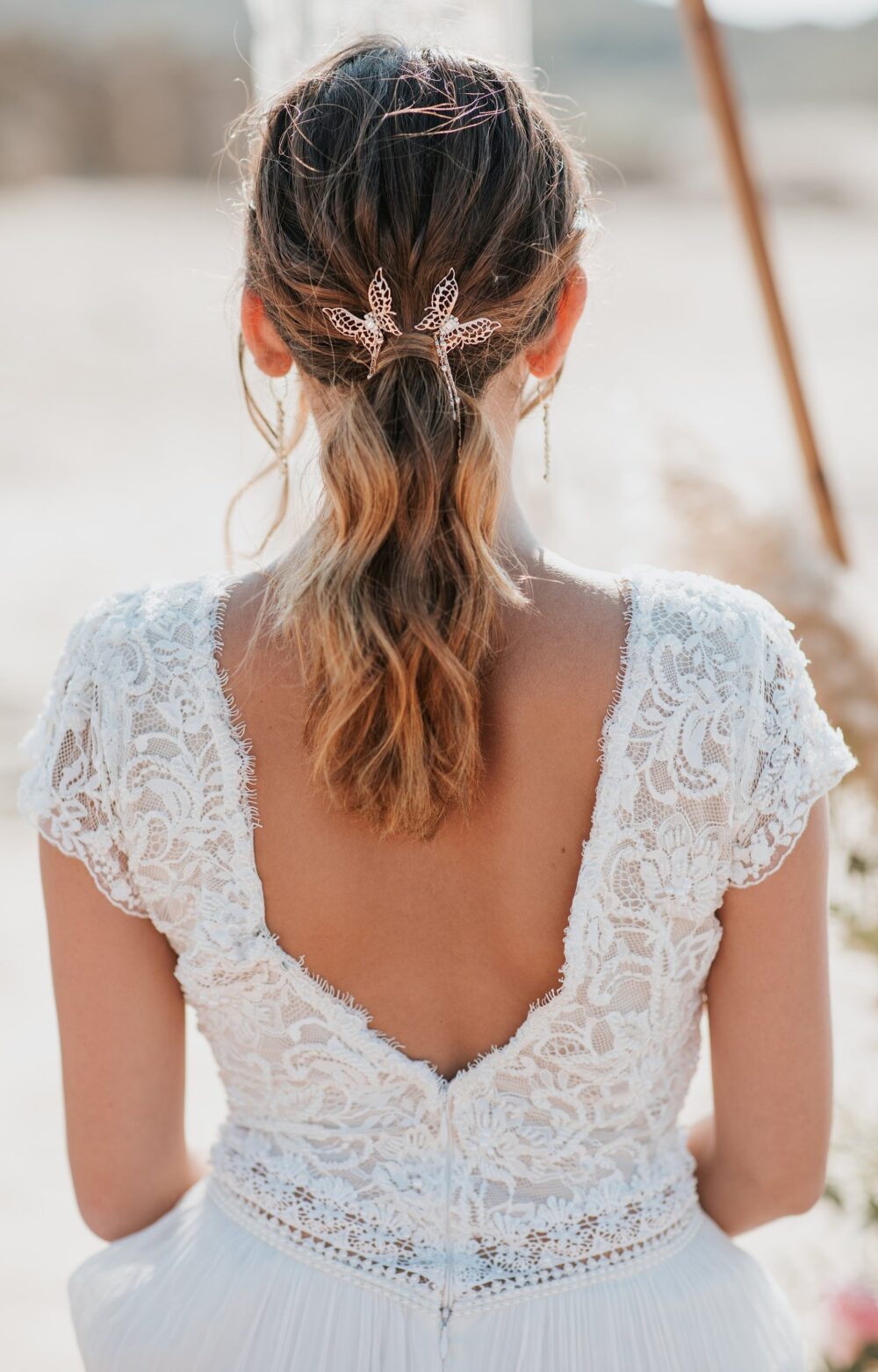 Bridal Hair Accessories, 2 Butterfly Pins