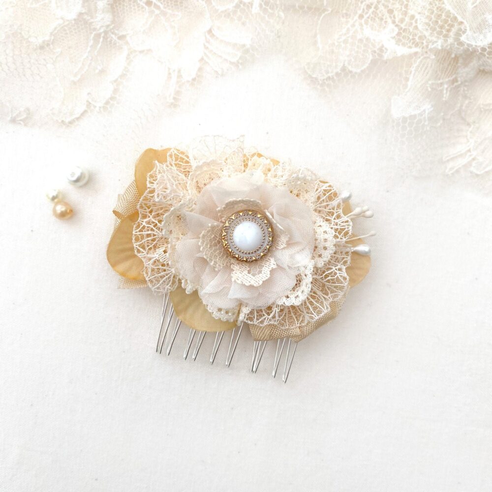 Vintage Lace Hair Flower Comb Bridal Piece