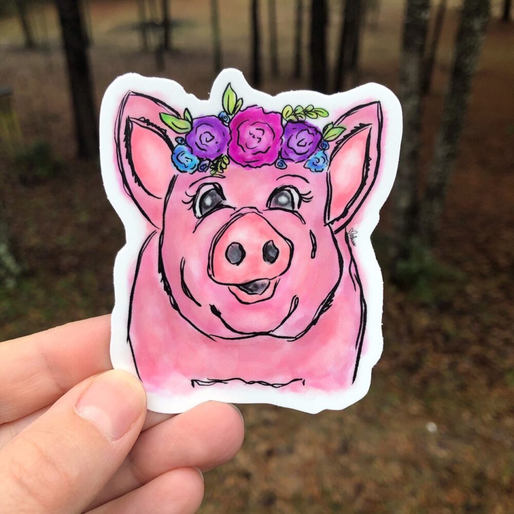 Pig Watercolor Stickers, Laptop Pig Lover Gifts For Women, Easter Basket Stuffers Teens, Mothers Day Gift From Daughter