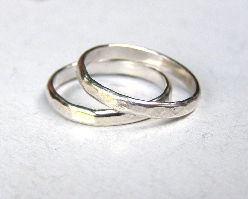 3mm Wedding Band Set, Recycled Silver Sterling Ring, Eco Friendly, Simple Ring Set, His & Hers Promise Rings, Wedding Bands
