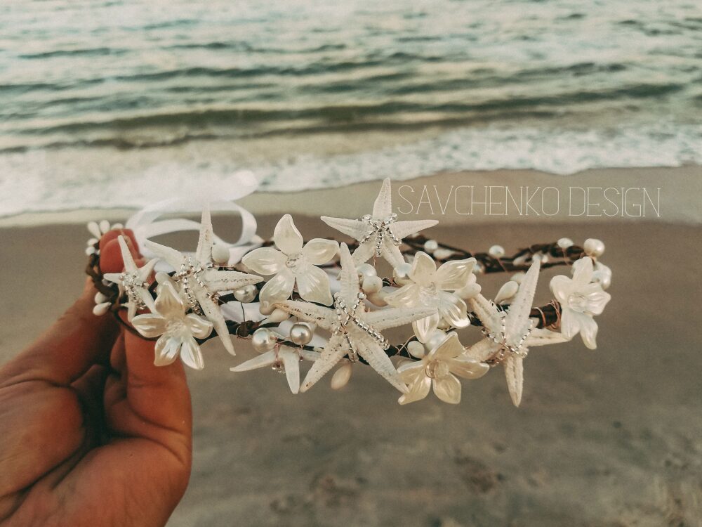 Little Mermaid Crown Shell Beach Wedding Boho Seashell Headband Forehead Headpiece Bridal Hair Accessories Star Bridal Tiara Ariel Costume