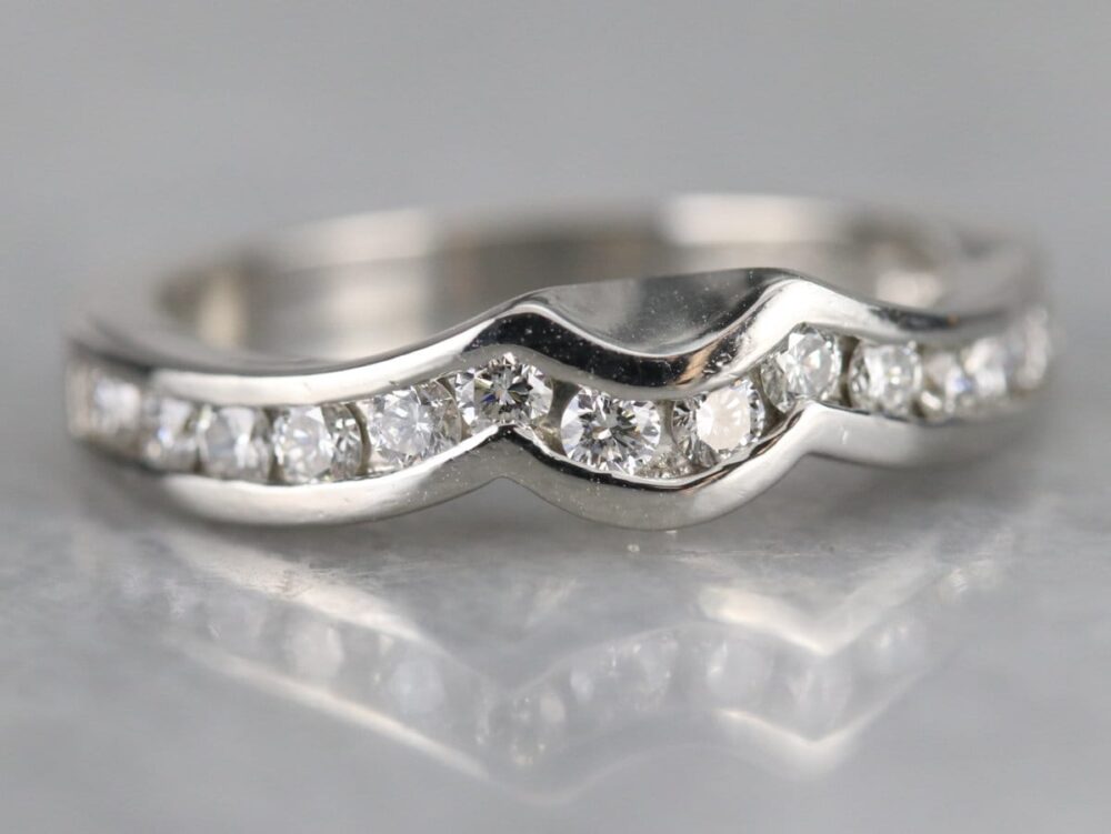 Platinum Diamond Guard Ring, .42 Carats, Wedding Band Enhancer