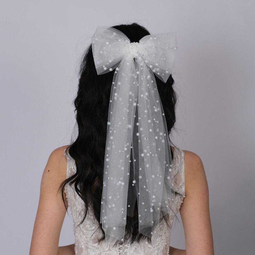 Wedding Veil, Veils With Bow Detail, Reception White Bridal Bow Hair