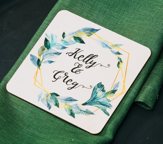 Photo Custom Wedding Favor, Thank You Favor, Names Personalized Coasters, Floral Coaster, Wood Wedding Favors, Custom Gift