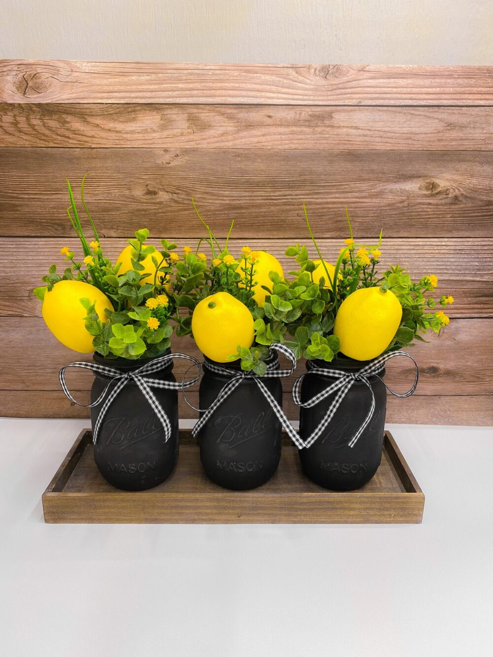Lemon Mason Jar Centerpiece Farmhouse Kitchen Table Decor