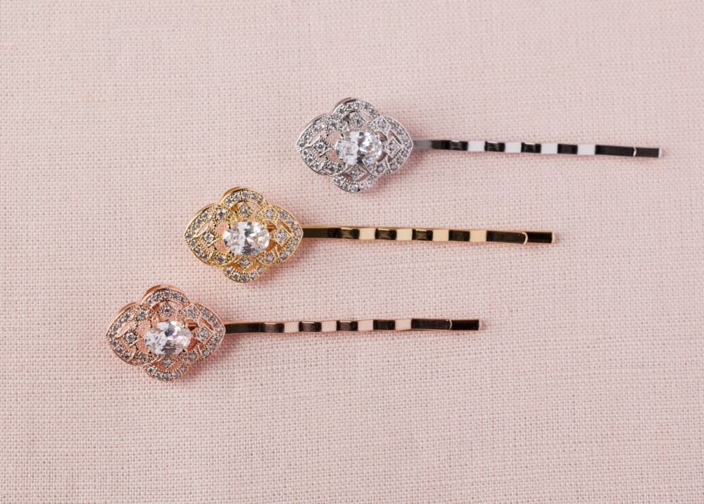 Wedding Hair Pins, Bridal Bobby Hair Comb, Vintage Style Swarovski, Lola Pins