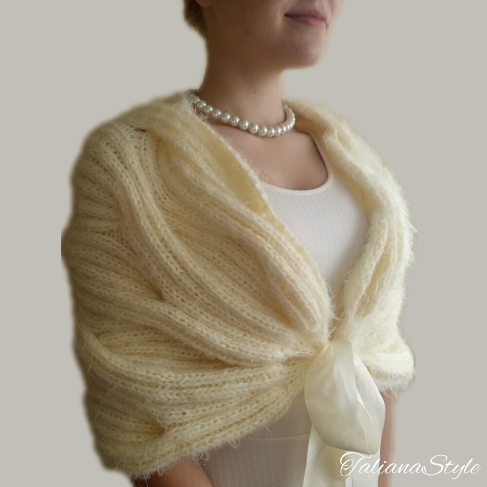 Winter Wedding Shawl Bridal Bolero Bridesmaid Shrug Bride Cream Cape Scarf Evening Wrap Coverup Capelet