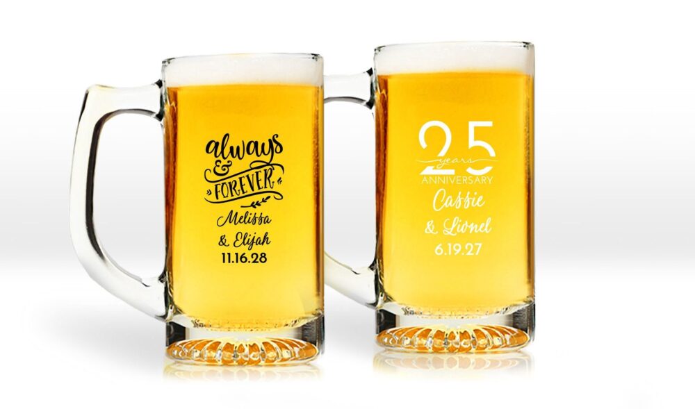 Wedding Favors Anniversary Personalized Beer Mug Glass Party Favors, Mae71 - 18 Pieces