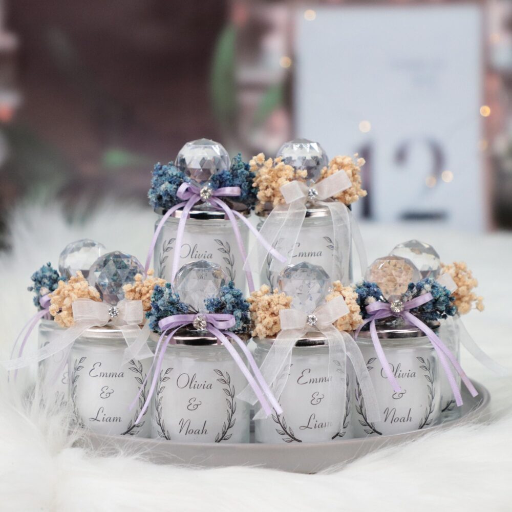 Personalized Wedding Favor Candles Rustic Boho Bridal Shower Favors