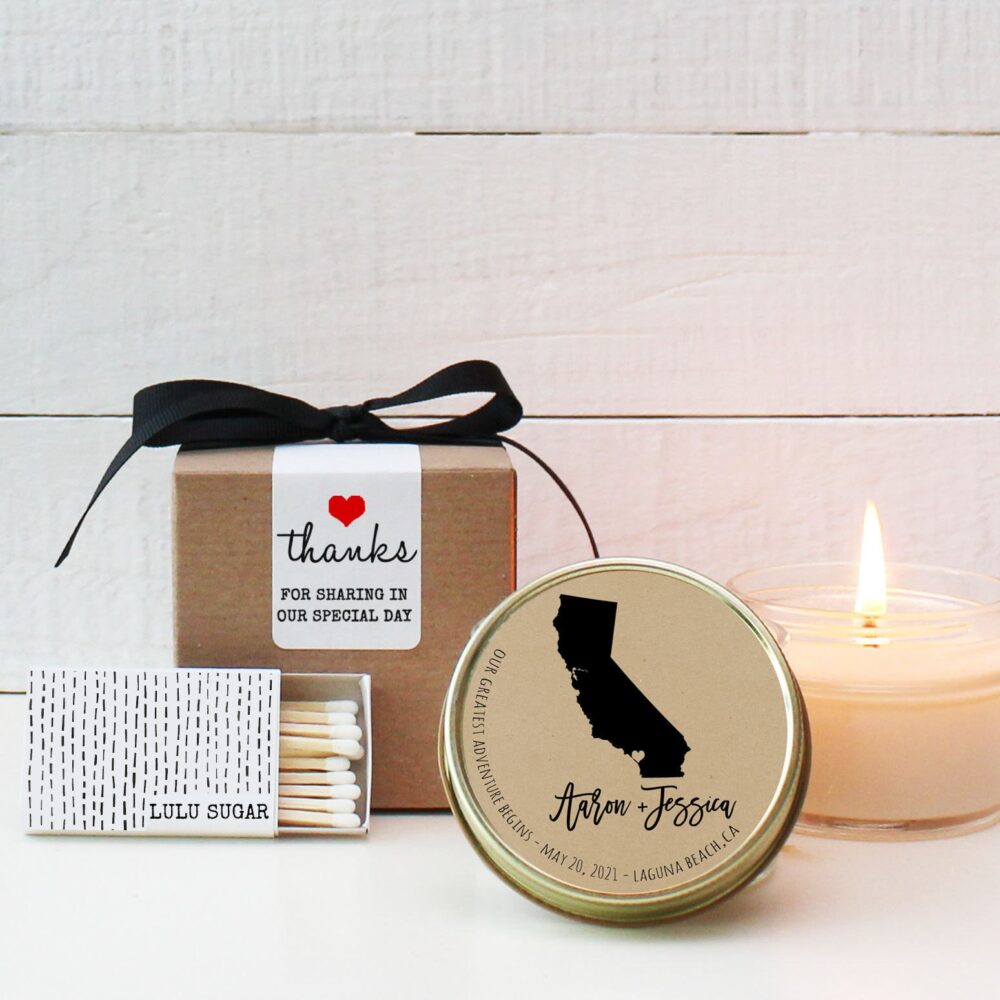 state Wedding Favor Candles Personalized Soy Wax Destination Favors