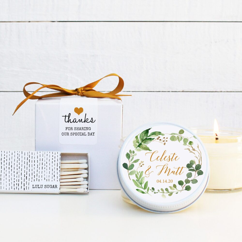 Botanical Wedding Favor Candles Personalized Soy Candle Favors