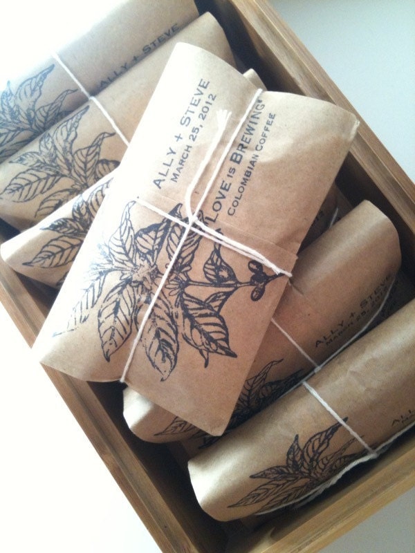 Perfectly Unique Wedding Favors. 30 Coffee Favors Freshly Roasted With Custom Stamp. Made To Order. Perfect For A Rustic Spring Wedding