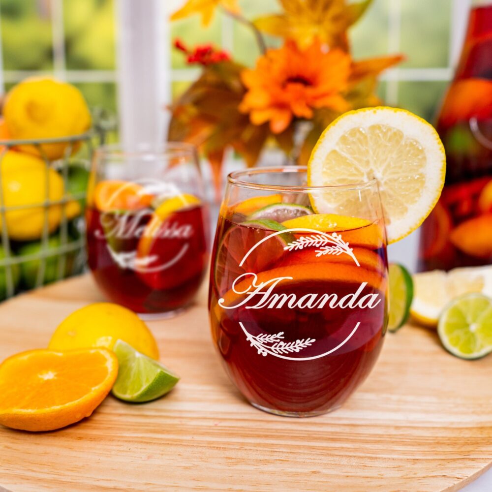 Engraved Wine Glasses Set Of 8, Wedding Glasses, Custom Bridesmaid Gifts, Monogrammed Glass, Personalized Glass