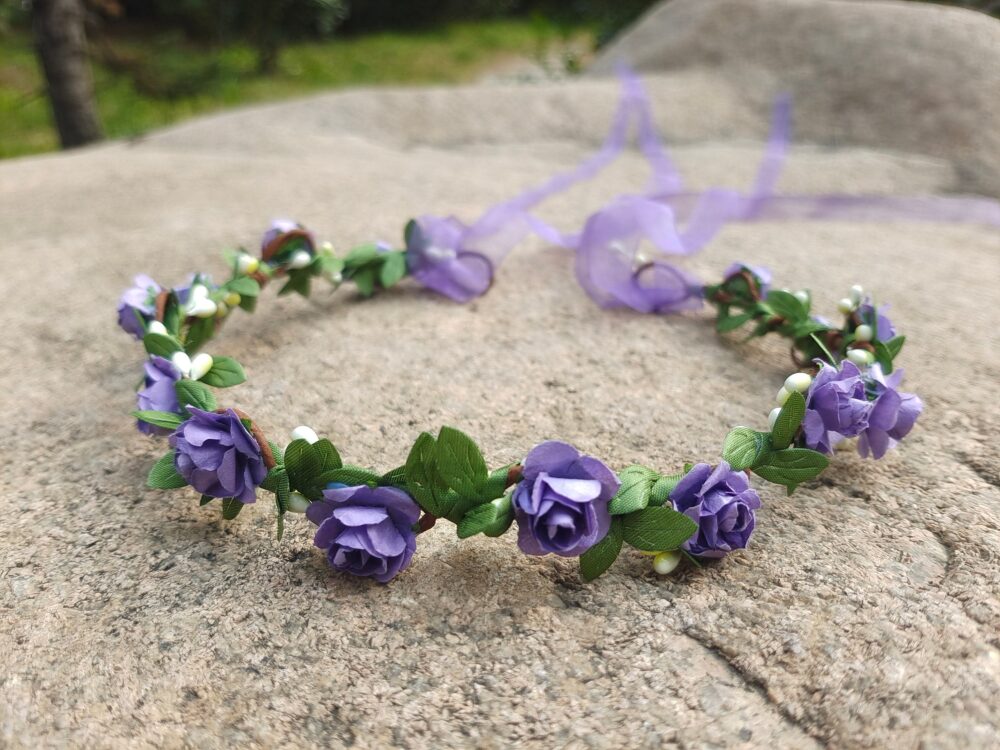Purple Flower Crown Wedding Girl Headband