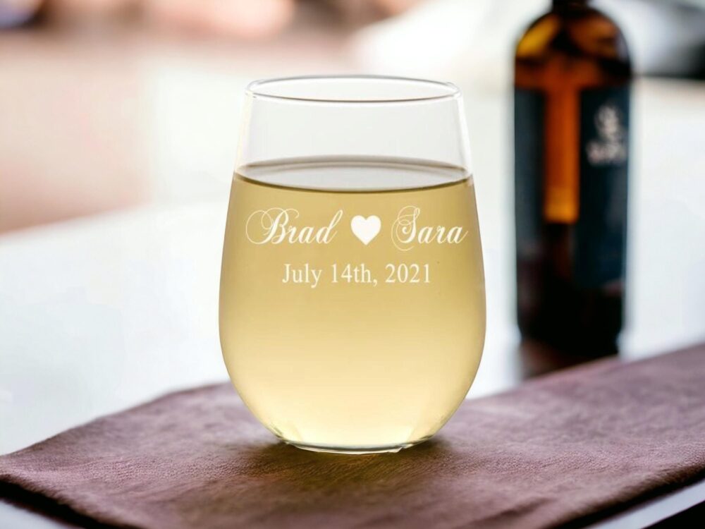 Personalized Wine Glass, Wedding Glasses, Favors, Stemless Gift, Party, Gifts For The Couple