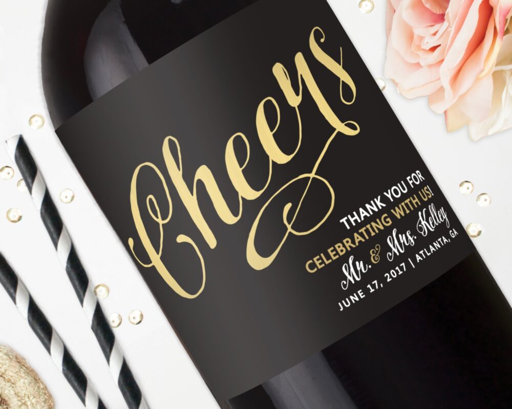 Wine Label Wedding Favors - Cheers Champagne Labels Engagement Favor Bridal Shower Bulk