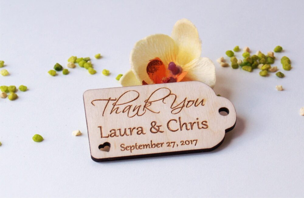 Thank You Wedding Tags-Wedding Favors-Wedding Favor Tags-Hearts Rustic-Wedding Tag-Custom Tags-Wooden Tags-Wood Tags