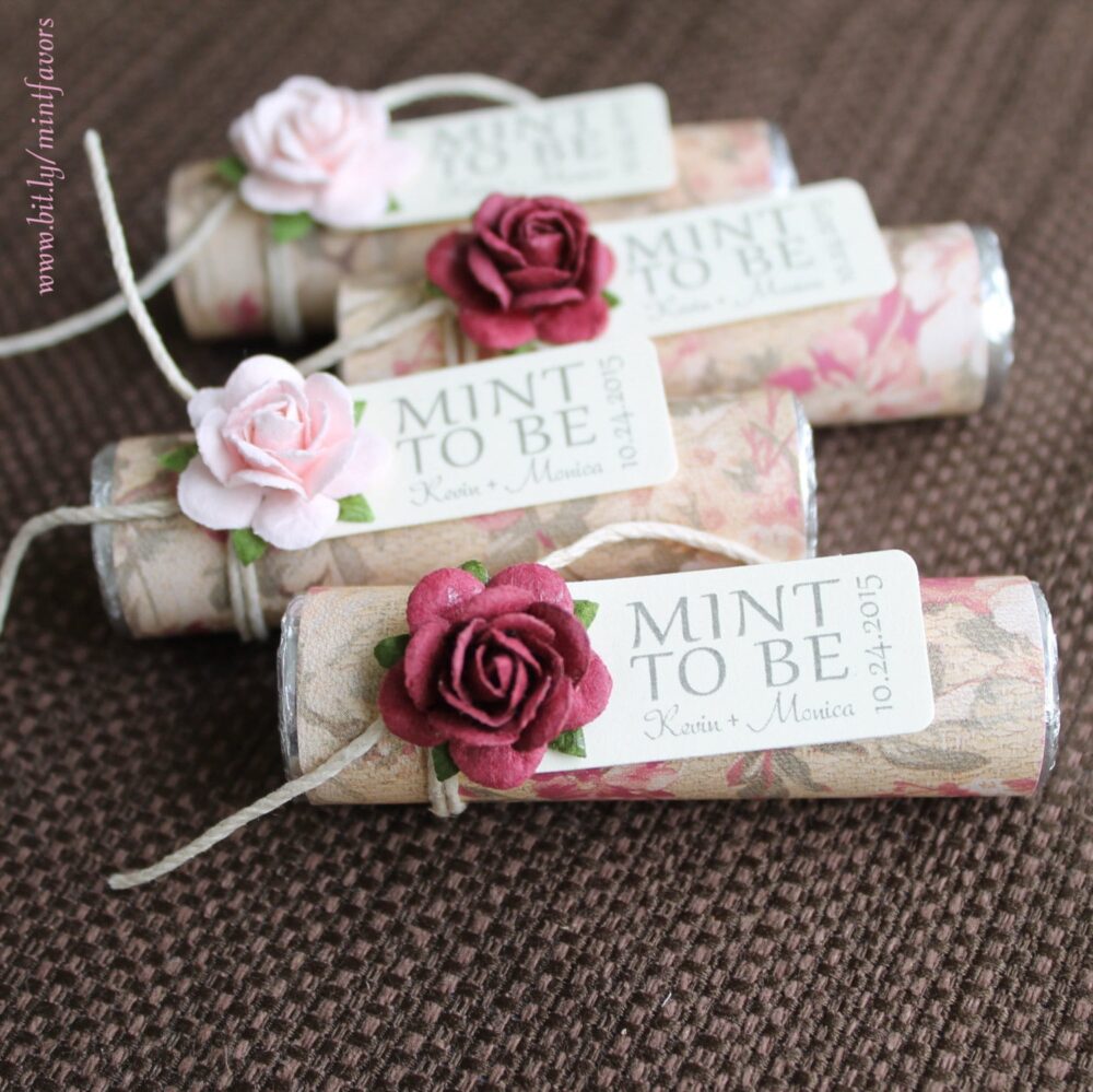 Personalized Mint Wedding Favors Floral "Mint To Be" - Set Of 100