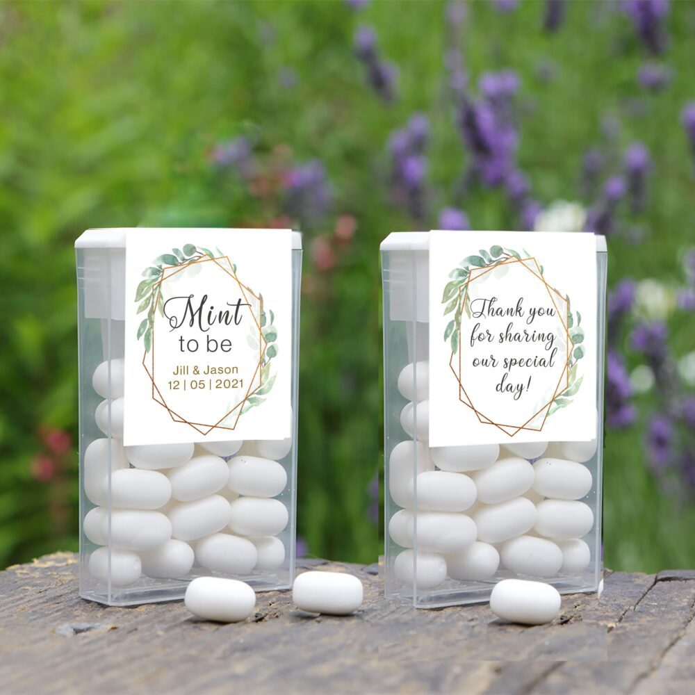 Personalized Wedding Favor Labels Vintage Greenery Mint Box Stickers