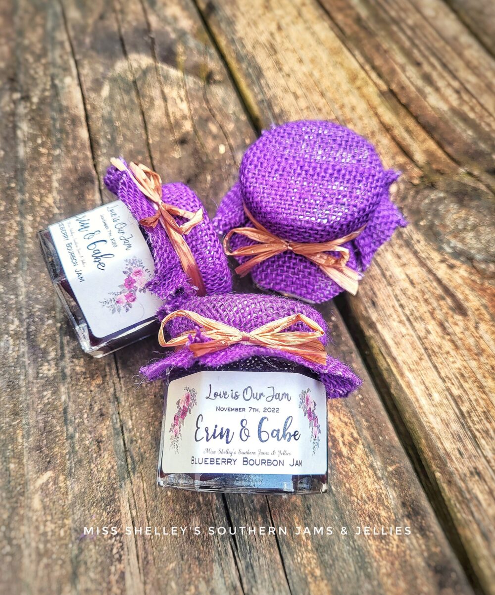Mini Jam Wedding Favors Vintage Floral Burlap, Personalized | 1.5Oz Set Of 120