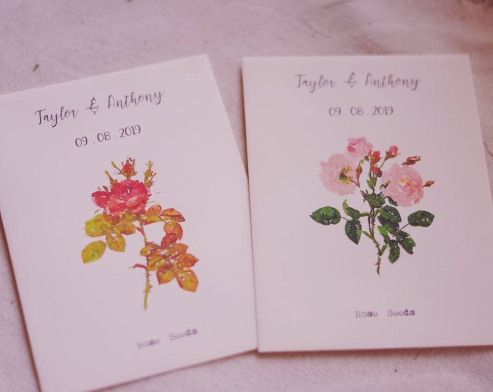 Roses Seed Envelope - Wedding Seeds Packet Shower Favor Funeral Vintage Rose Vintage