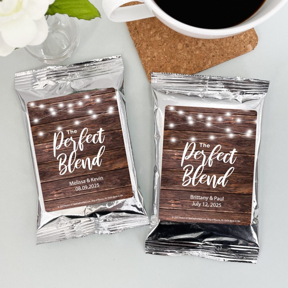 The Perfect Blend Wedding Favor Coffee, Rustic Reception, Personalized Coffee Favors, Bridal Shower Favors - Set Of 30